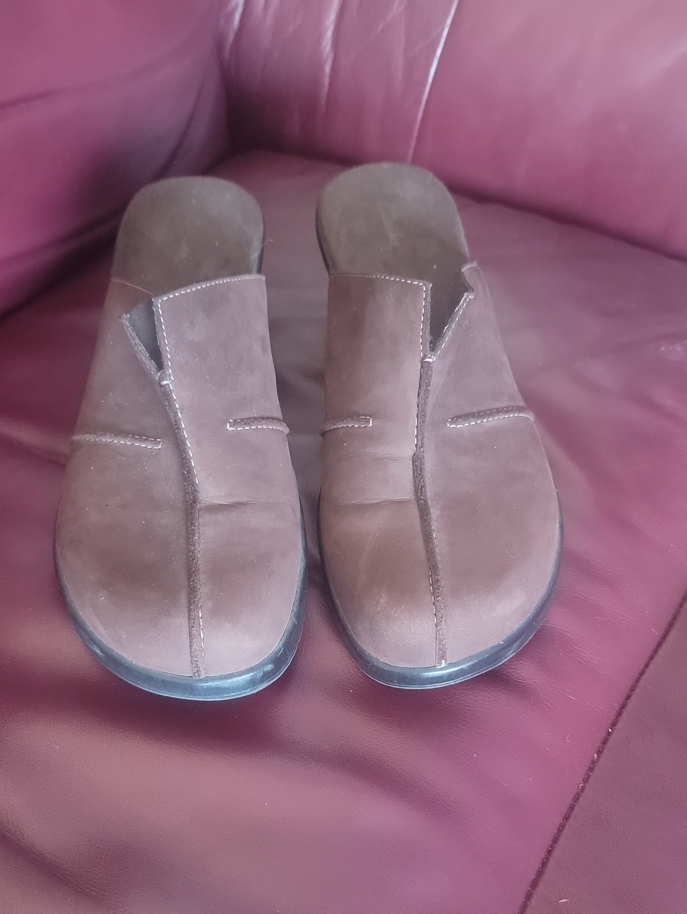 Clarks Brown Suede Backless Slip-On Mules